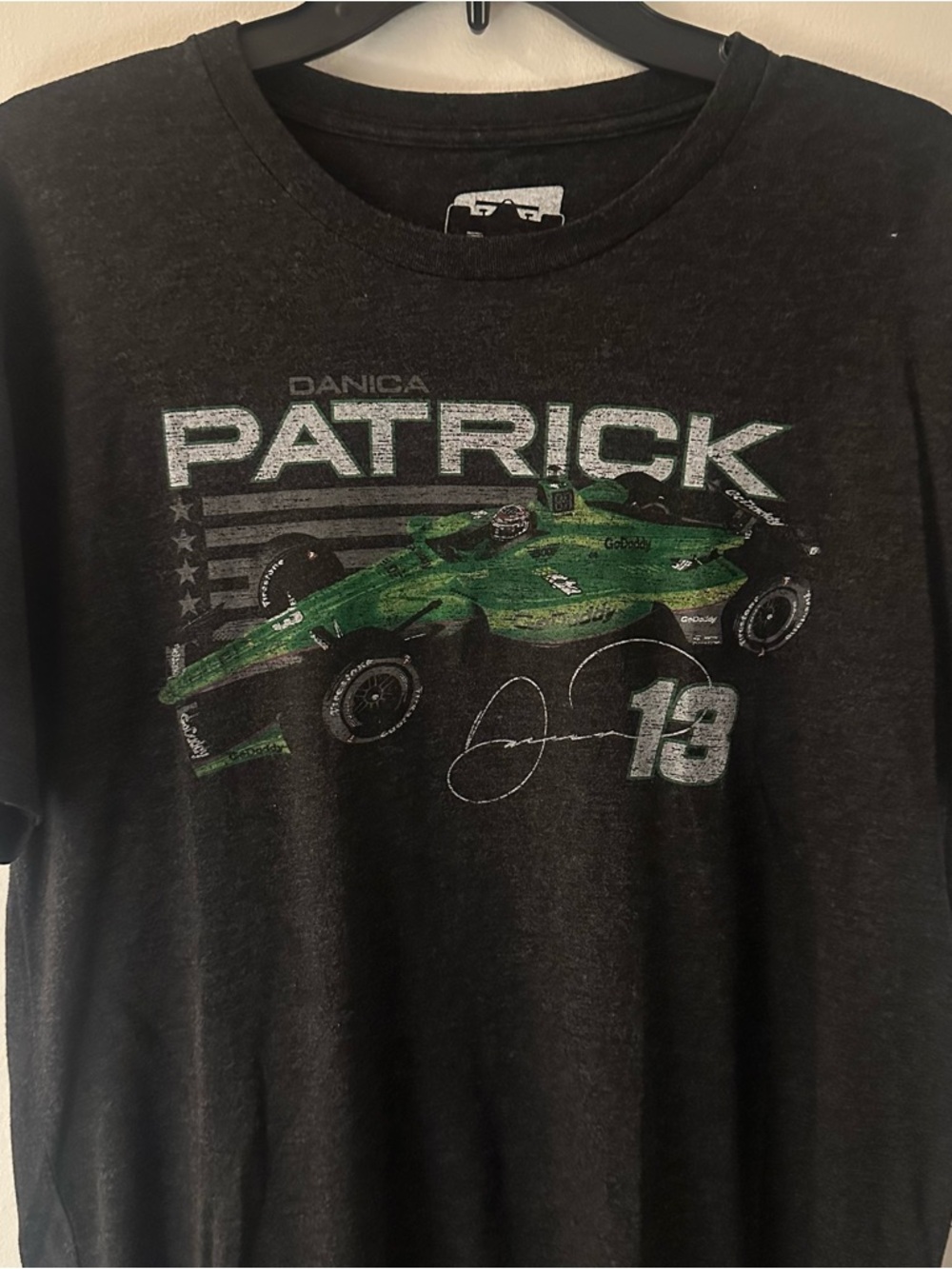 Danica Patrick #13 Mens M IndyCar GoDaddy Graphic T-Shirt 2018 Indy 500 Double